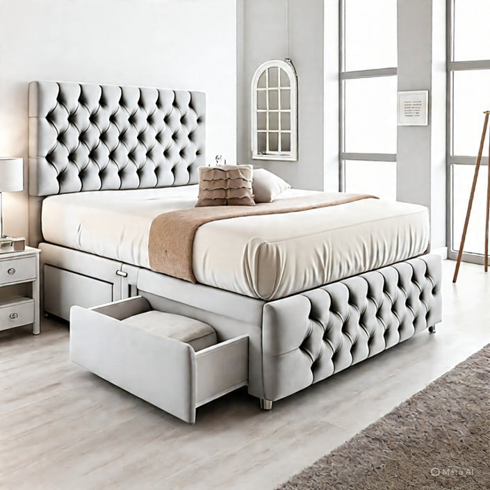 Chesterfield Matching Headboard & Footboard Divan Set - Choice of Mattress & Optional Storage